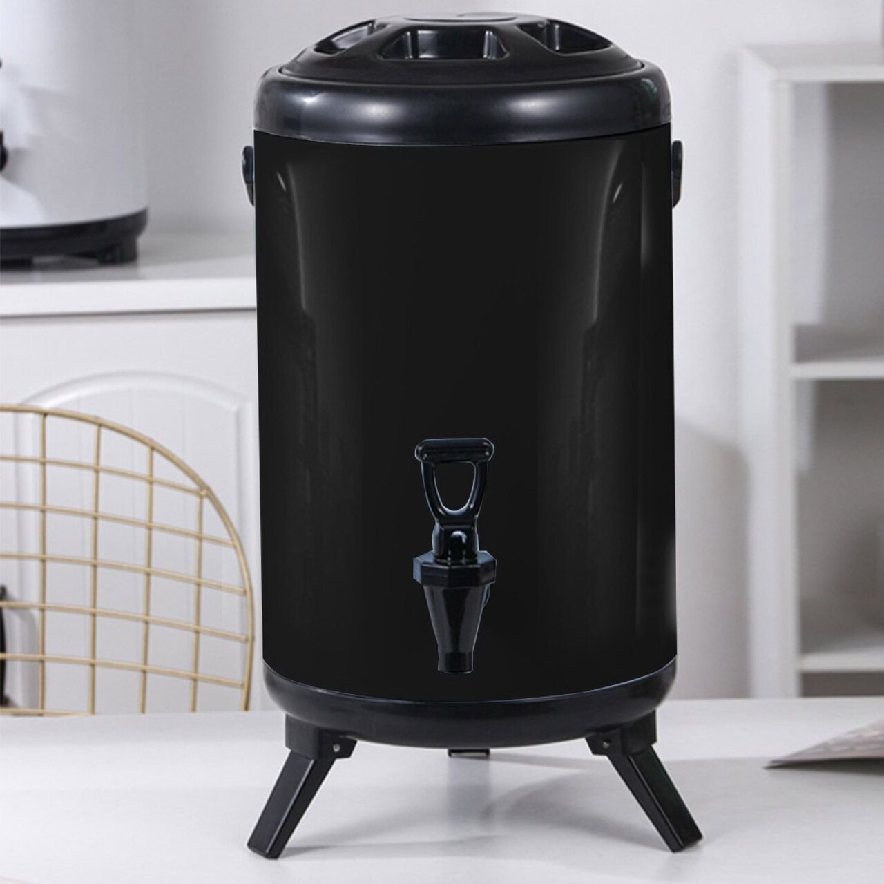 Edge Collections - Black - Insulated Beverage Dispenser for Hot and Cold Drinks - 1 Piece